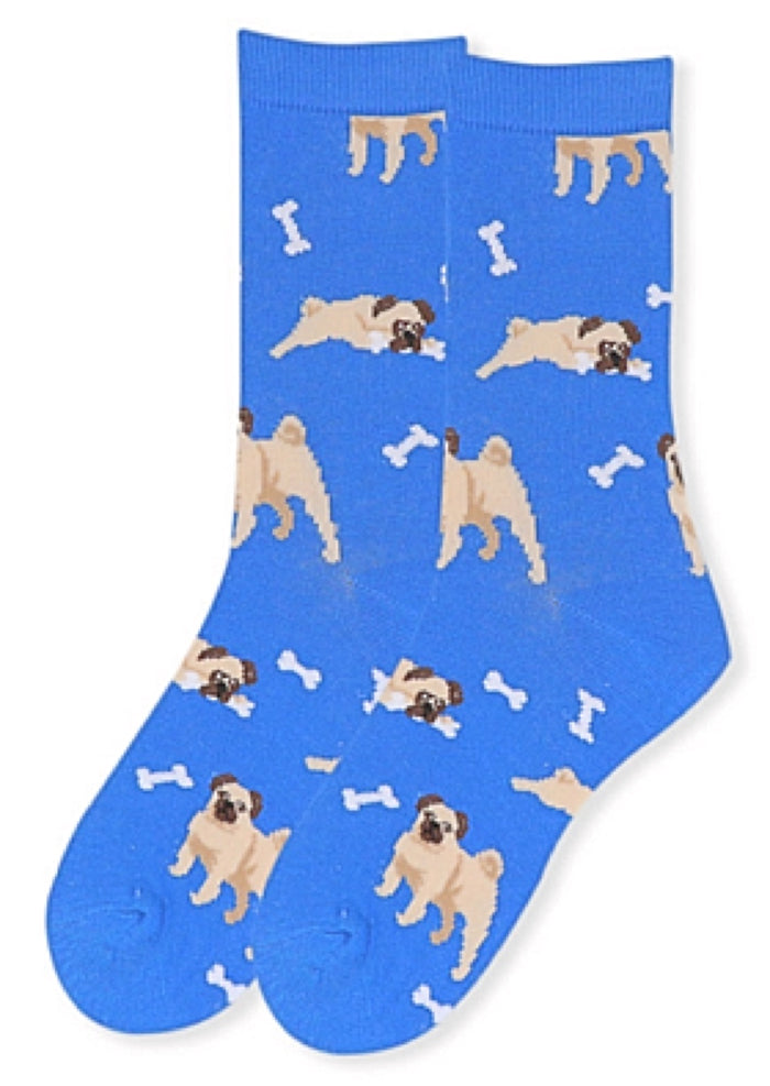 Parquet Brand Ladies PUG DOG & Bones Socks