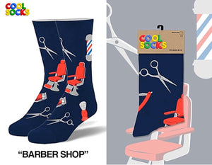 COOL SOCKS Brand Men’s BARBER SHOP Socks - Novelty Socks for Less