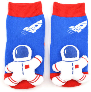 BOOGIE TOES Unisex Baby ASTRONAUT Rattle GRIPPER BOTTOM Socks By PIERO LIVENTI - Novelty Socks for Less