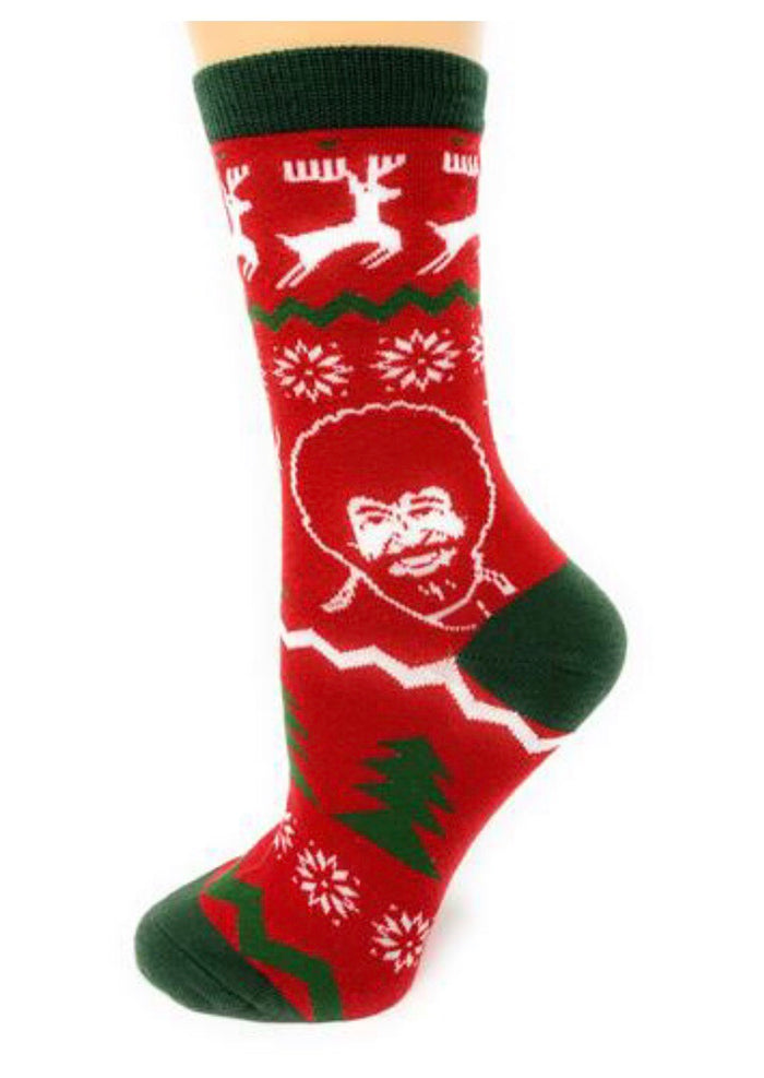 BOB ROSS Ladies CHRISTMAS ‘MERRY MERRY BOB’ Socks OOOH YEAH Brand