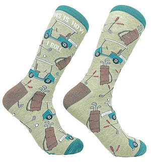 CRAZY DOG Brand Men’s GOLF Socks ‘THIS IS HOW I ROLL’ - Novelty Socks for Less