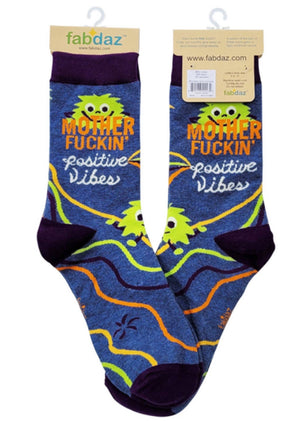 FABDAZ Brand Ladies MOTHER FUCKIN’ POSITIVE VIBES Socks - Novelty Socks for Less