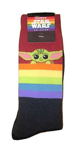 STAR WARS Men’s BABY YODA PRIDE Socks RAINBOW Collection - Novelty Socks for Less