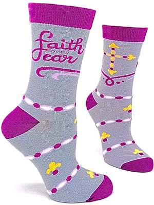 FABDAZ Brand Ladies FAITH OVER FEAR Socks - Novelty Socks for Less
