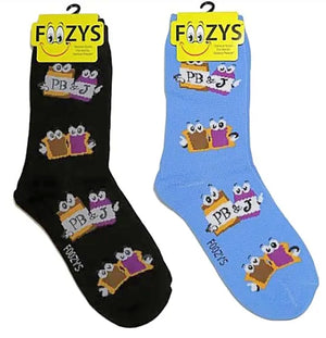 FOOZYS Ladies 2 Pair PEANUT BUTTER & JELLY - Novelty Socks for Less