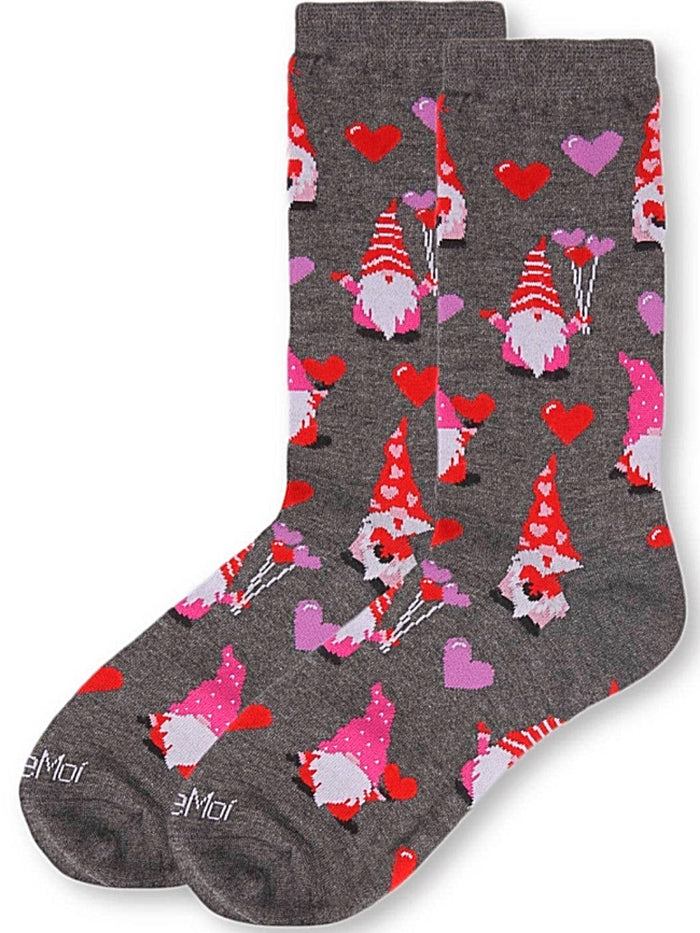 MeMoi BRAND LADIES GNOMES VALENTINE’S DAY SOCKS WITH HEART SHAPED BALLOONS
