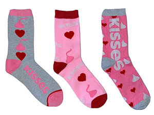 HERSHEY KISSES Ladies Valentines Day 3 Pair Of Socks - Novelty Socks for Less