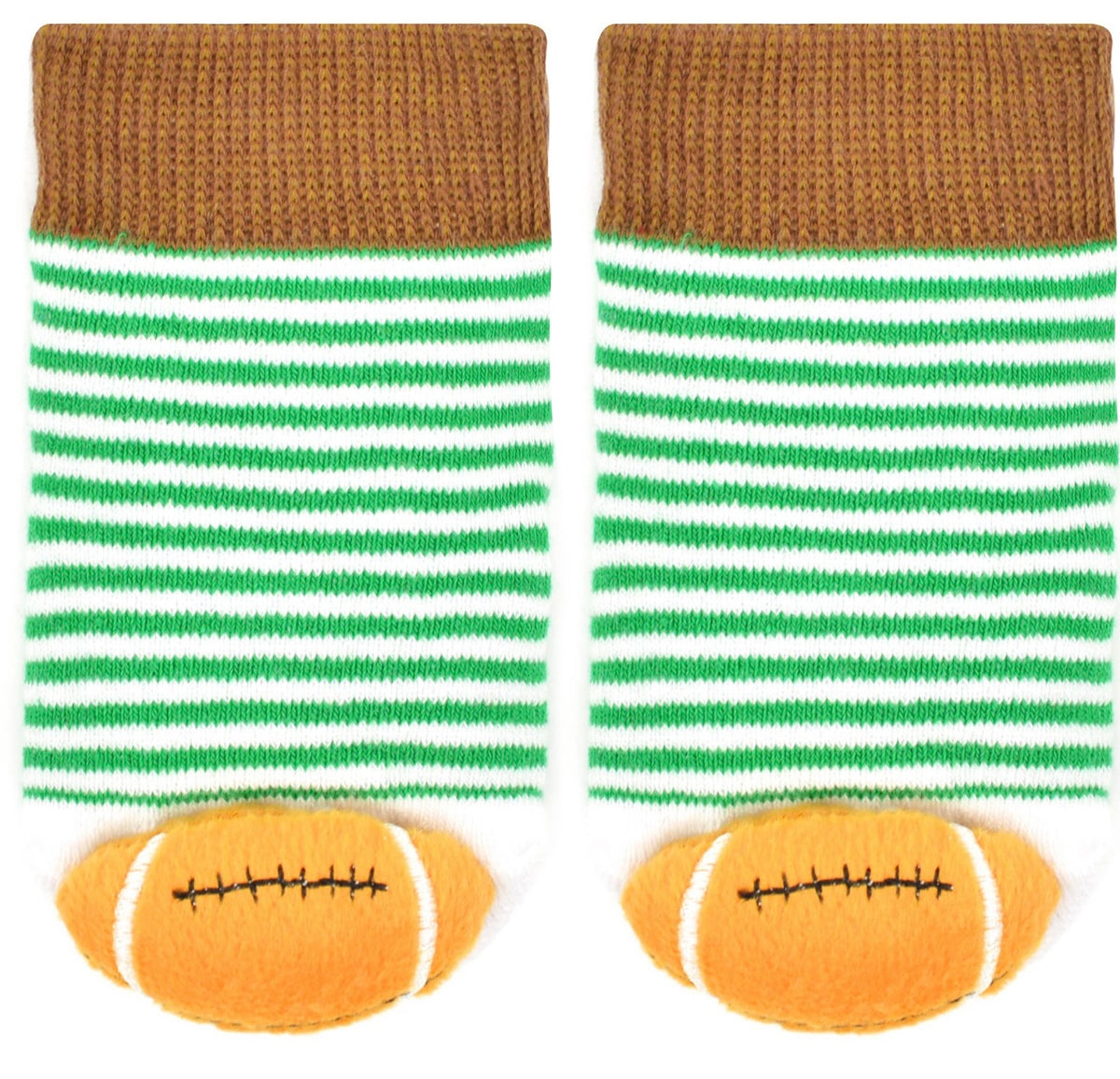 BOOGIE TOES Unisex Baby FOOTBALL RATTLE GRIPPER BOTTOM SOCKS By PIERO LIVENTI - Novelty Socks for Less