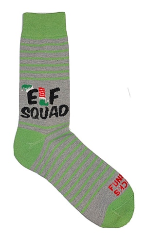 FUNKY SOCKS Brand Men’s Christmas ‘ELF SQUAD’ - Novelty Socks for Less