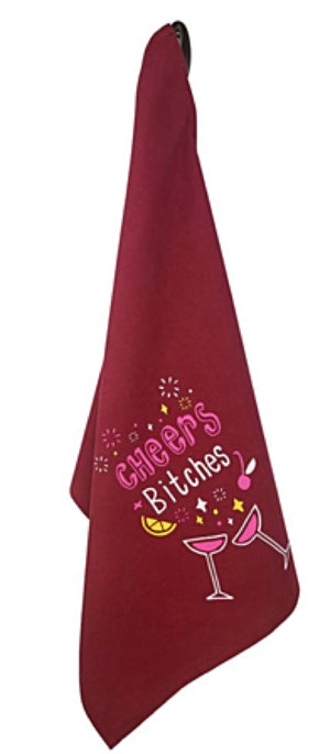 FUNATIC Brand Kitchen Tea Towel ‘CHEERS BITCHES’ - Novelty Socks for Less