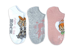 THE FLINTSTONES Ladies MOTHER’S DAY 3 Pair Of No Show Socks WILMA & PEBBLES - Novelty Socks for Less