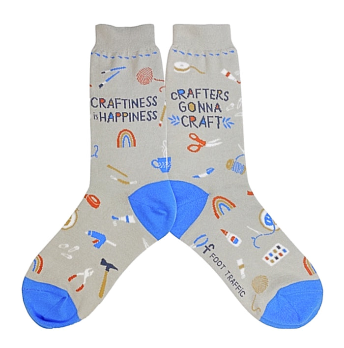 FOOT TRAFFIC BRAND LADIES CRAFTERS SOCKS ‘CRAFTERS GONNA CRAFT’