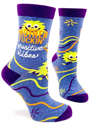 FABDAZ Brand Ladies MOTHER FUCKIN’ POSITIVE VIBES Socks - Novelty Socks for Less