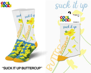 COOL SOCKS Brand Ladies ‘SUCK IT UP BUTTERCUP’ Socks - Novelty Socks for Less