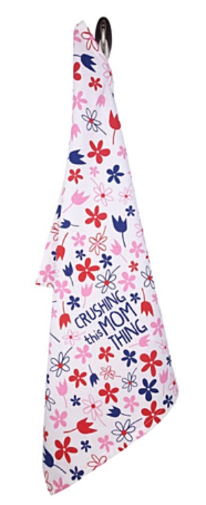 FUNATIC Brand Kitchen Tea Towel ‘CRUSHING THIS MOM THING’ - Novelty Socks for Less