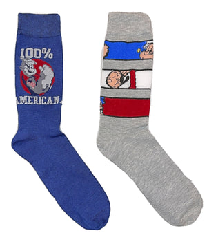 POPEYE THE SAILOR MAN Mens 2 PAIR OF Socks WITH OLIVE OYL & BRUTUS - Novelty Socks for Less