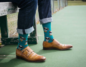 GOOD LUCK SOCK Brand Men’s DAPPER DOG Socks - Novelty Socks for Less