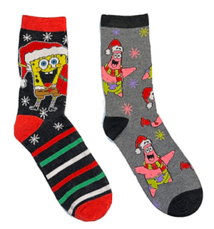 SPONGEBOB SQUAREPANTS LADIES 2 PAIR CHRISTMAS SOCKS - Novelty Socks for Less