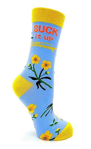 FABDAZ Brand Ladies SUCK IT UP BUTTERCUP Socks - Novelty Socks for Less