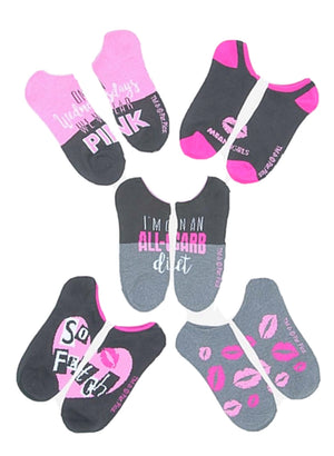 MEAN GIRLS MOVIE LADIES 5 Pair No Show Socks I’M ON AN ALL CARB DIET’ - Novelty Socks for Less
