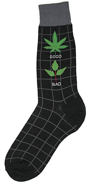 FOOT TRAFFIC Brand Men’s MARIJUANA Socks ‘GOOD WEED BAD WEED’ - Novelty Socks for Less