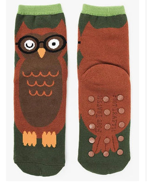 FOOT TRAFFIC Ladies OWL NON-SKID SLIPPERS - Novelty Socks for Less