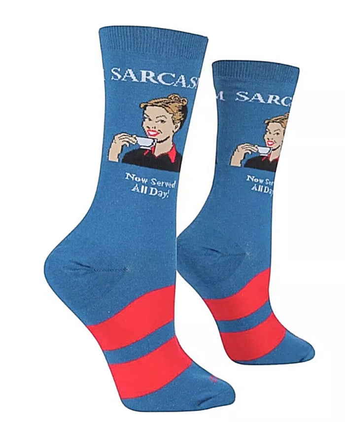 COOL SOCKS Brand Ladies Socks ‘SARCASM NOW SERVED ALL DAY’