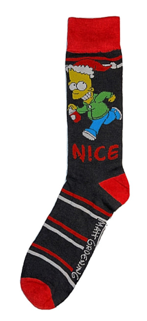 THE SIMPSONS Men’s CHRISTMAS Socks With BART ‘NAUGHTY’ OR 'NICE' - Novelty Socks for Less