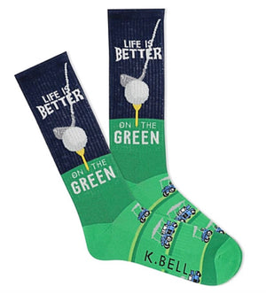 K. BELL Brand Men’s GOLF Socks ‘LIFE IS BETTER ON THE GREEN’ - Novelty Socks for Less