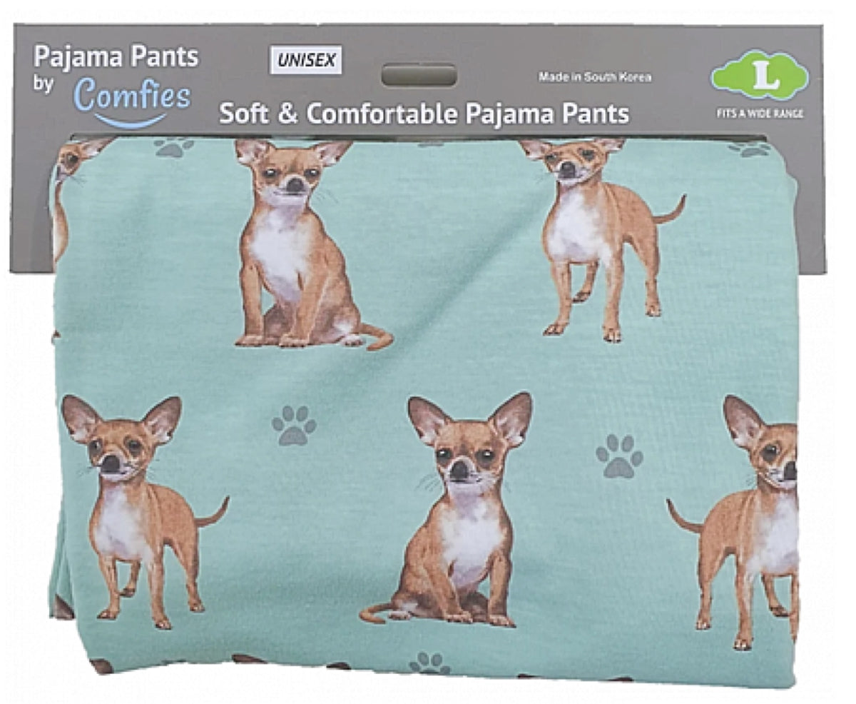 COMFIES UNISEX CHIHUAHUA PAJAMA BOTTOMS E&S PETS. (CHOOSE SIZE) - Novelty Socks for Less