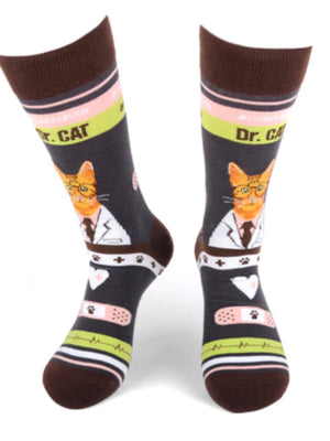 PARQUET Brand Men’s DR. CAT Healthcare Socks #CAREGIVER - Novelty Socks for Less