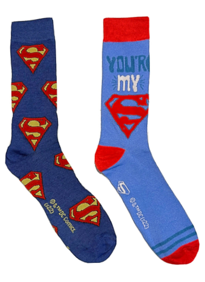 DC COMICS SUPERMAN Men’s 2 Pair Of FATHER’S DAY Socks ‘YOU’RE MY SUPERMAN’