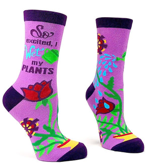 FABDAZ Brand Ladies SO EXCITED I WET MY PLANTS Socks - Novelty Socks for Less