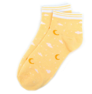 NOLLIA BRAND Ladies 6 Pair Low Cut STARS/MOON - Novelty Socks for Less