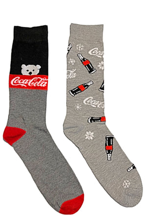 COCA-COLA MEN’S 2 PAIR CHRISTMAS POLAR BEAR SOCKS - Novelty Socks for Less