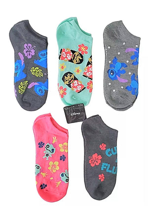 DISNEY Ladies LILO & STITCH 5 Pair No Show Socks SCRUMP - Novelty Socks for Less