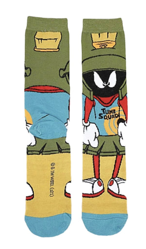 LOONEY TUNES Men’s MARVIN THE MARTIAN SPACE JAM TUNE SQUAD 360 Socks BIOWORLD Brand - Novelty Socks for Less