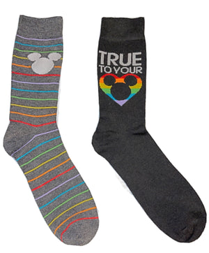 DISNEY Men’s 2 Pair Of MICKEY MOUSE PRIDE Socks ‘TRUE TO YOUR COLOR’ - Novelty Socks for Less