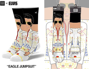 ELVIS PRESLEY MEN’S SOCKS ‘EAGLE JUMPSUIT’ ODD SOX BRAND - Novelty Socks for Less