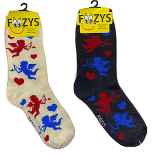 FOOZYS Brand Ladies VALENTINES DAY 2 Pair Of CUPID Socks - Novelty Socks for Less
