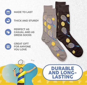 FOOZYS Brand Men’s 2 Pair Of TENNIS Socks - Novelty Socks for Less