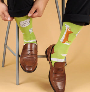 PARQUET BRAND Men’s CATS PLAYING WITH TOILET PAPER SOCKS 'I DO WHAT I WANT' - Novelty Socks for Less