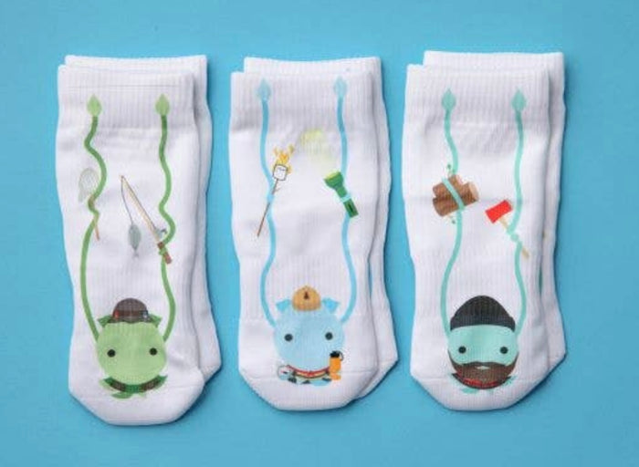 SQUID SOCKS Brand Unisex INFANT/TODDLER 3 Pair Of STAY ON Socks ‘COLTON COLLECTION’