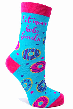 FABDAZ Brand Ladies DONUTS Socks ‘EAT MORE HOLE FOODS’ - Novelty Socks for Less