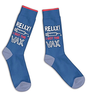 FUNATIC Brand Unisex Socks ‘RELAX I GOT THE VAX’ - Novelty Socks for Less