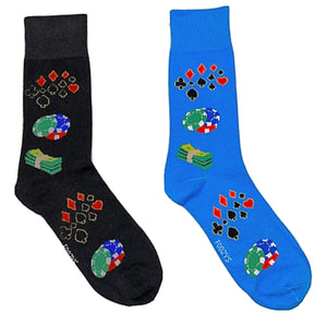 FOOZYS BRAND MEN’S 2 PAIR OF POKER CARD GAME SOCKS - Novelty Socks for Less