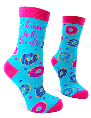 FABDAZ Brand Ladies DONUTS Socks ‘EAT MORE HOLE FOODS’ - Novelty Socks for Less