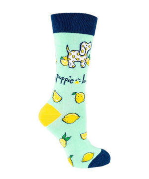PUPPIE LOVE Brand Adult Crew LEMON PUP - Novelty Socks for Less