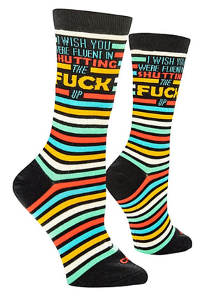 COOL SOCKS BRAND LADIES ‘I WISH YOU WERE FLUENT IN SHUTTING THE FUCK UP SOCKS’ - Novelty Socks for Less