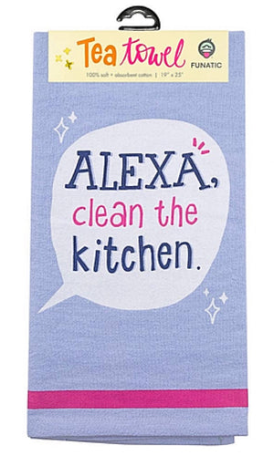 FUNATIC BRAND KITCHEN TEA TOWEL ‘ALEXA, CLEAN THE KITCHEN.’ - Novelty Socks for Less